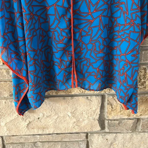 Miss Tina by Tina Knowles Blue & Orange Bat Wing Top Size XL - Picture 10 of 11